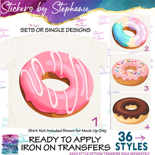 (s02-266) Glazed Donut Sprinkles Graphic Iron-On Transfer