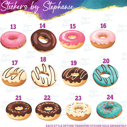 (s02-266) Glazed Donut Sprinkles Graphic Iron-On Transfer or Sticker
