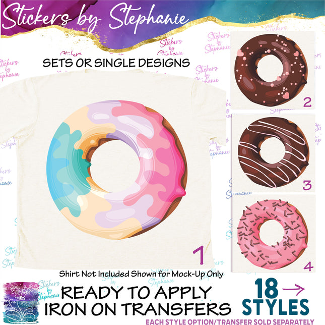 (s02-267) Round Donut Glazed Sprinkles Graphic Iron-On Transfer