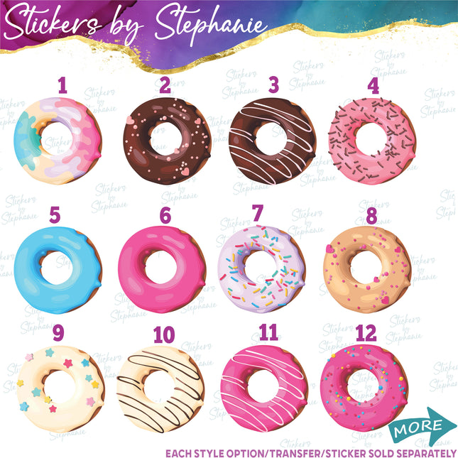(s02-267) Round Donut Glazed Sprinkles Graphic Iron-On Transfer