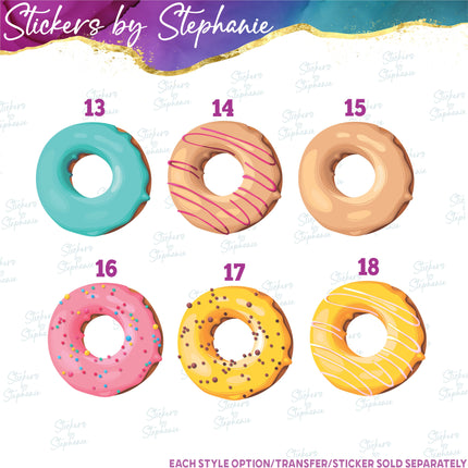 (s02-267) Round Donut Glazed Sprinkles Graphic Iron-On Transfer or Sticker
