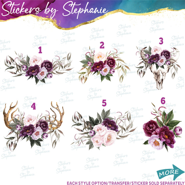 (s02-274) Blush Purple Roses Flowers Graphic Iron-On Transfer or Sticker