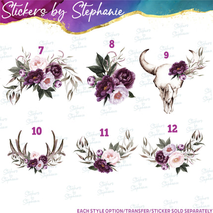 (s02-274) Blush Purple Roses Flowers Graphic Iron-On Transfer or Sticker