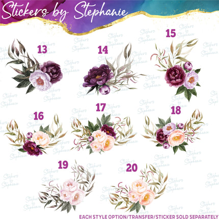 (s02-274) Blush Purple Roses Flowers Graphic Iron-On Transfer or Sticker