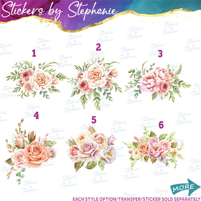(s02-275) Blush Pink Roses Flowers Graphic Iron-On Transfer or Sticker