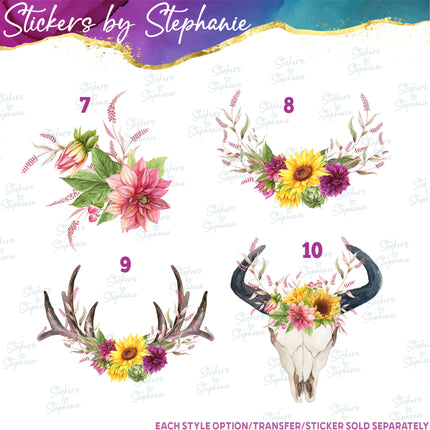 (s02-276) Sunflowers Dahlias Flowers Graphic Iron-On Transfer or Sticker