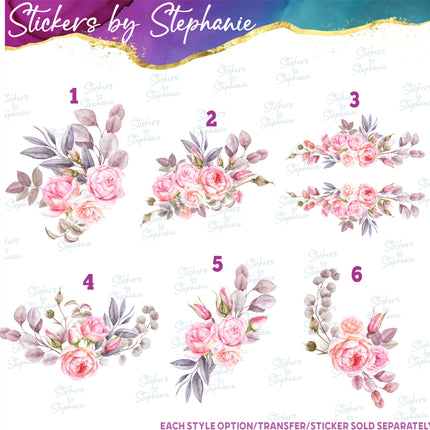 (s02-277) Blush Roses Flowers Graphic Iron-On Transfer or Sticker