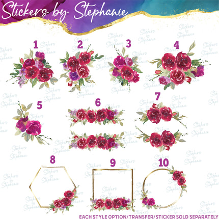 (s02-280) Red Roses Flowers Graphic Iron-On Transfer or Sticker