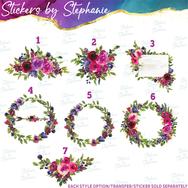 (s02-283) Flowers Roses Watercolor Graphic Iron-On Transfer or Sticker