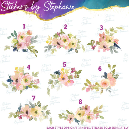 (s02-285) Blush Pink Flowers Roses Graphic Iron-On Transfer or Sticker