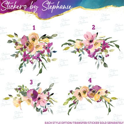 (s02-287) Purple Yellow Flowers Graphic Iron-On Transfer or Sticker