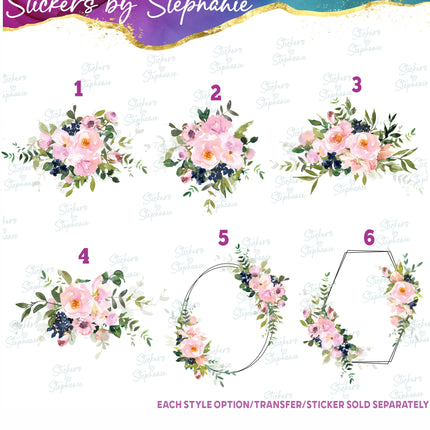 (s02-291) Blush Pink Roses Flowers Graphic Iron-On Transfer or Sticker
