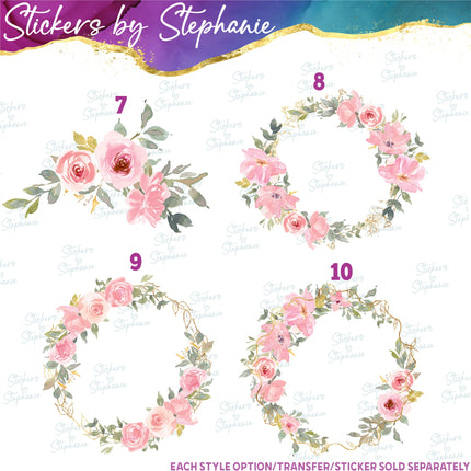 (s02-293) Blush Pink Flowers Graphic Iron-On Transfer or Sticker