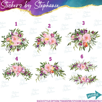 (s02-295) Purple Flowers Graphic Iron-On Transfer or Sticker