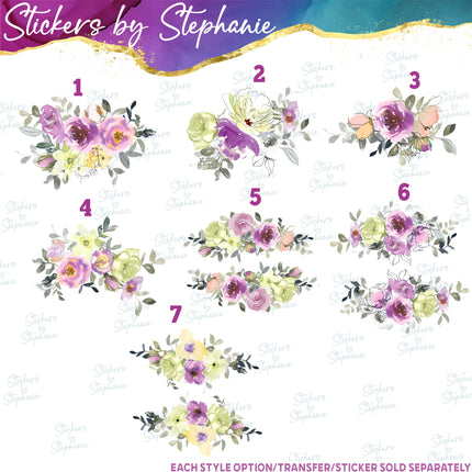 (s02-297) Purple Yellow Flowers Graphic Iron-On Transfer or Sticker