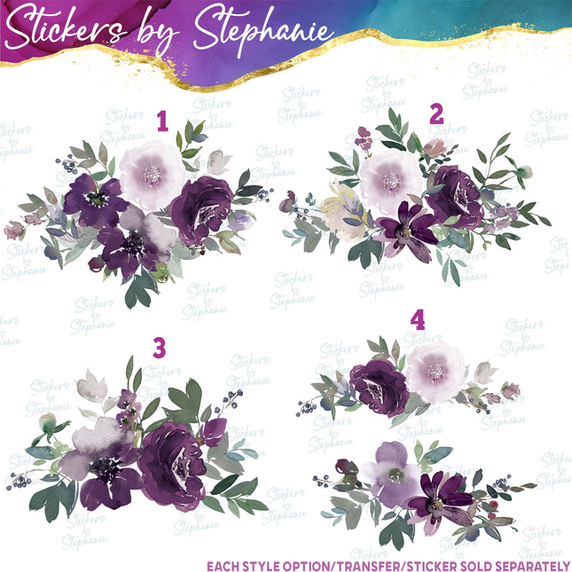 (s02-320) Purple Roses Flowers Graphic Iron-On Transfer or Sticker
