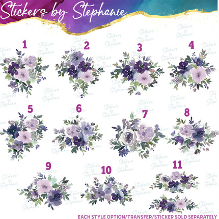 (s02-321) Purple Roses Flowers Graphic Iron-On Transfer or Sticker
