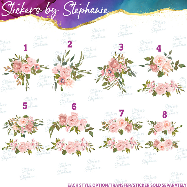 (s02-323) Pink Roses Flowers Graphic Iron-On Transfer or Sticker