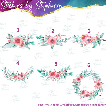 (s02-325) Pink Roses Flowers Graphic Iron-On Transfer or Sticker