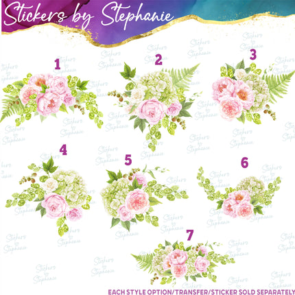 (s02-328) Blush Pink Roses Hops Flowers Graphic Iron-On Transfer or Sticker