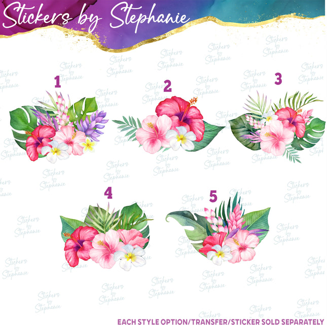 (s02-033) Tropical Flowers Hibiscus Graphic Iron-On Transfer