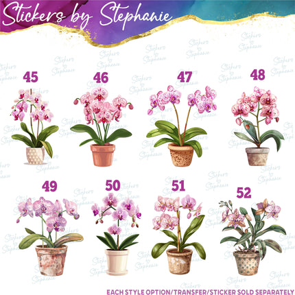 (s02-332) Potted Orchids Orchid in Pot Graphic Iron-On Transfer or Sticker