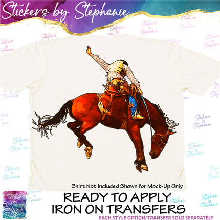 (s02-339) Horse Cowboy Rodeo Graphic Iron-On Transfer or Sticker