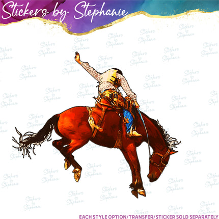 (s02-339) Horse Cowboy Rodeo Graphic Iron-On Transfer or Sticker