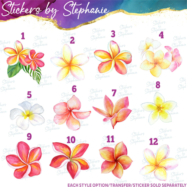 (s02-034) Plumeria Flowers Graphic Iron-On Transfer