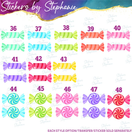 (s02-360) Candy Sweets Lollipops Sucker Graphic Iron-On Transfer or Sticker