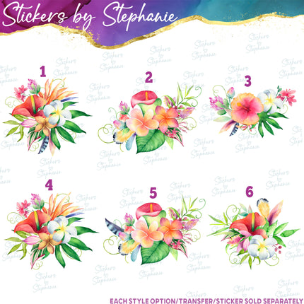 (s02-037) Tropical Flowers Plumeria Graphic Iron-On Transfer or Sticker