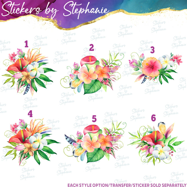 (s02-037) Tropical Flowers Plumeria Graphic Iron-On Transfer