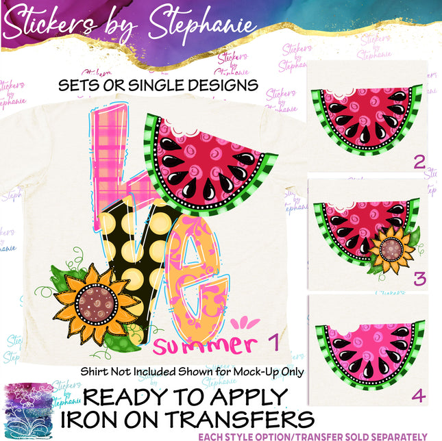 (s02-043) Love Summer Watermelon Graphic Iron-On Transfer