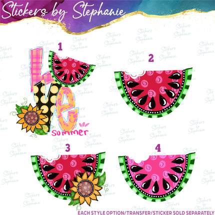 (s02-043) Love Summer Watermelon Graphic Iron-On Transfer or Sticker