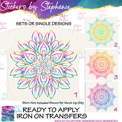 (s02-044) Colorful Mandala Lace Graphic Iron-On Transfer or Sticker