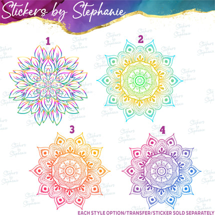 (s02-044) Colorful Mandala Lace Graphic Iron-On Transfer or Sticker