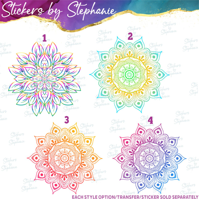 (s02-044) Colorful Mandala Lace Graphic Iron-On Transfer