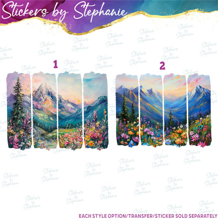 (s02-045) Mountains Brushstroke Landscape Watercolor Graphic Iron-On Transfer or Sticker