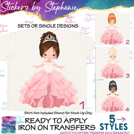 (s02-050) Princess Doll Illustrated Graphic Iron-On Transfer
