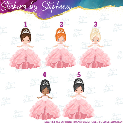 (s02-050) Princess Doll Illustrated Graphic Iron-On Transfer