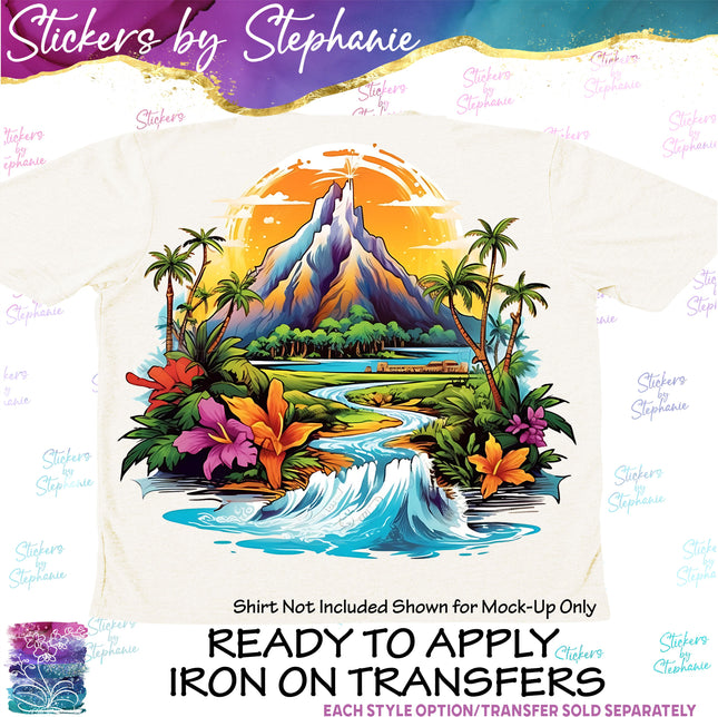 (s02-064) Hawaii Tropical Landscape Graphic Iron-On Transfer or Sticker