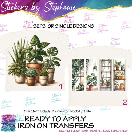(s02-067) Plants Houseplants Graphic Iron-On Transfer or Sticker