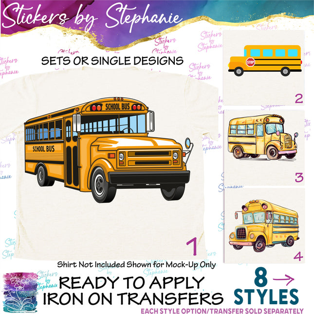 (s02-069) School Bus Graphic Iron-On Transfer