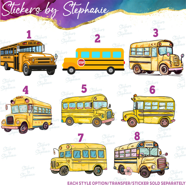 (s02-069) School Bus Graphic Iron-On Transfer