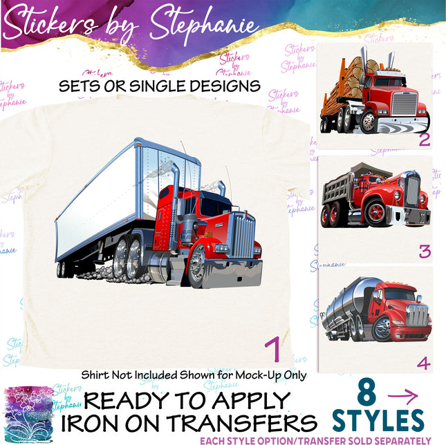 (s02-071) Semi Truck Log Tanker Graphic Iron-On Transfer