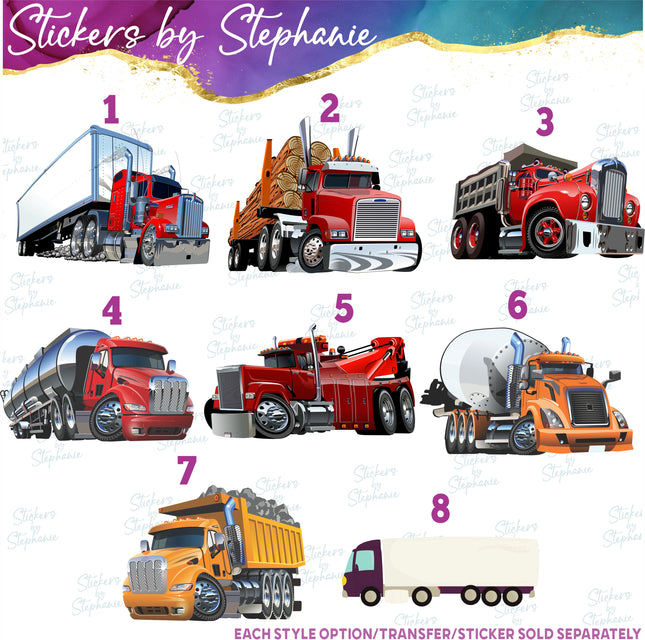 (s02-071) Semi Truck Log Tanker Graphic Iron-On Transfer