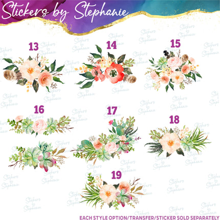 (s02-074) Succulents Cactus Flowers Graphic Iron-On Transfer or Sticker