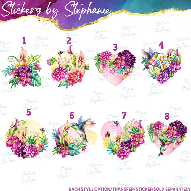 (s02-081) Tropical Flowers Calla Lily Graphic Iron-On Transfer