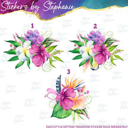 (s02-082) Tropical Flowers Graphic Iron-On Transfer or Sticker