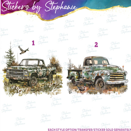 (s02-086) Camoflage Camo Truck Graphic Iron-On Transfer